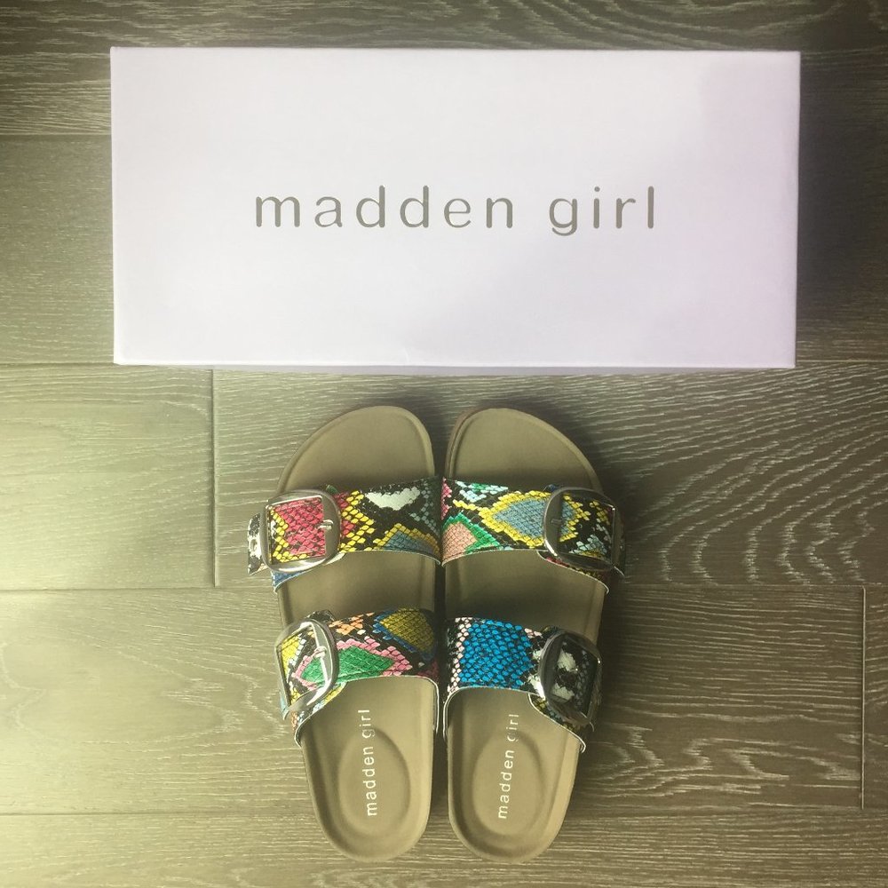 Madden Girl Super Fun and Colorful Snake Print Sandal